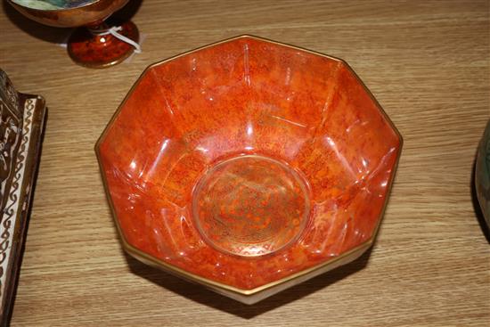 A Wedgwood iridescent lustre octagonal bowl and footed vase